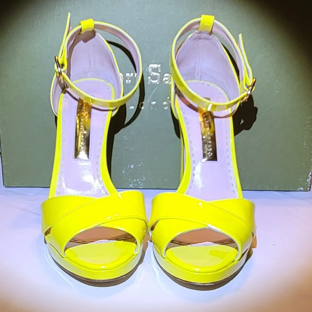 RUPERT SANDERSON Meadow Patent Heel in Citrus Color. - Picture 6 of 11